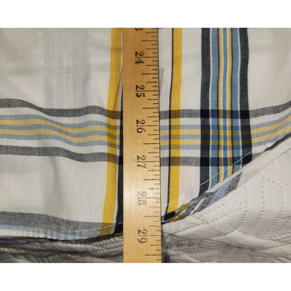 EightyEight shirt mens Plaid Button Down Long Sleeve yellow blue pearl snap L - Picture 8 of 10